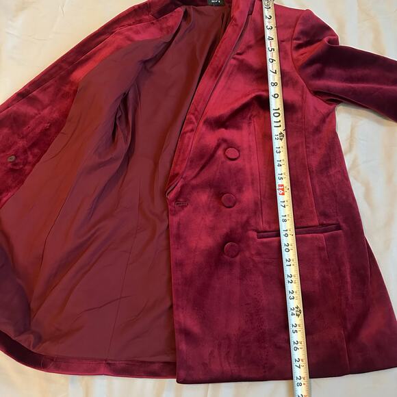 Express Dark Red, Velvet, Double Breasted, Lined, Blazer- M - Picture 6 of 8